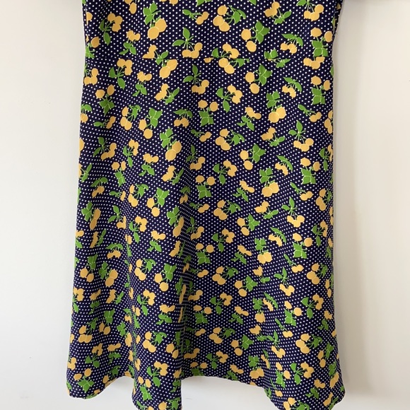 Navy Blue Polka Dot Cold Shoulder Dress - Picture 3 of 15